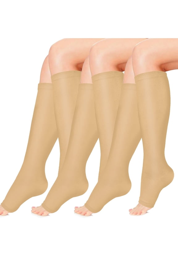 3 Pairs Zipper Open Toe Copper Compression Socks for Women & Men Circulation 15-20 mmhg - Better Blood Flow, Swelling, Best Support for Medical, Running, Nursing