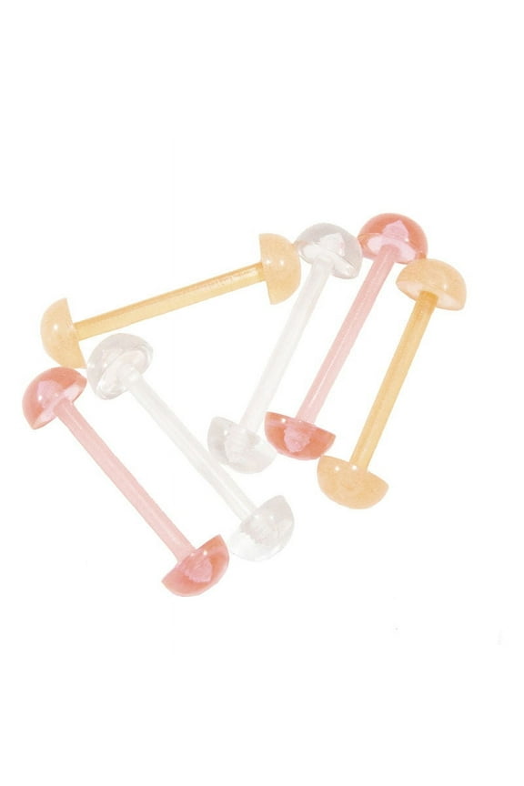 3 Pairs of 14G Tongue Nipple Ring Bioflex Half Ball Retainer