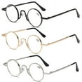 thumbnail image 1 of 3 Pairs of 40mm Creative Small Round Reading Glasses Presbyopic Glasses Steampunk Fashion Retro Metal Readers +3.50, 1 of 6