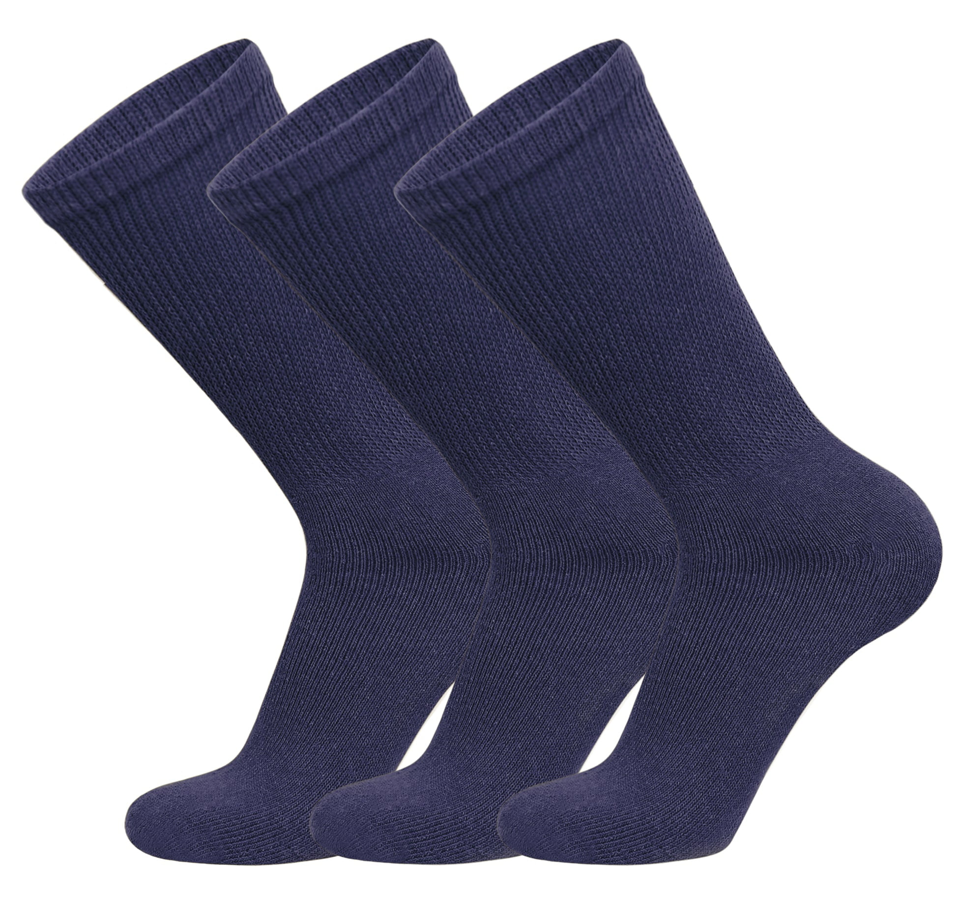 3 Pairs of Big and Tall Diabetic Cotton Neuropathy Crew Socks (Navy ...