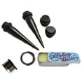 thumbnail image 1 of 3 Pairs of Black Tapers 316l Steel Tunnels and Black Plugs Plus Holey Butt'r Ear Stretching Kit Gauges Gauging Plugs - size=8g, 1 of 1