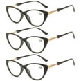 thumbnail image 1 of 3 Pairs of Cat Eye Reading Glasses for Women Fashion Black HD Resin Blue Light Blocking Presbyopia Glasses Readers +3.00, 1 of 5