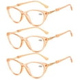 thumbnail image 1 of 3 Pairs of Cat Eye Reading Glasses for Women Fashion Transparent Orange HD Resin Blue Light Blocking Presbyopia Glasses Readers +1.50, 1 of 4