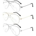 thumbnail image 1 of 3 Pairs of Classic BIFOCAL Stylish Blue Light Blocking Reading Glasses 4.00 for Women and Men Metal Ultralight Aviator-Style Oversized Readers +4.00, 1 of 7