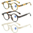 thumbnail image 1 of 3 Pairs of Classic Round Reading Glasses 2.50 Blue Light Blocking Floral Readers +2.50 Plastic, 1 of 7