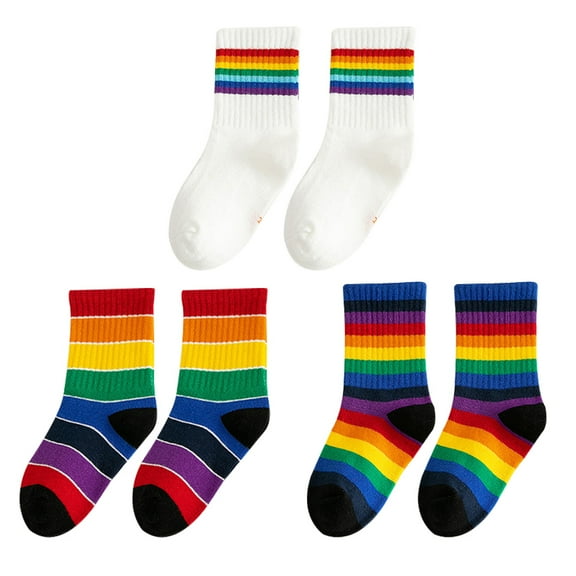 3 Pairs of Cotton Socks Middle Tube Socks Breathable Kids Sock (Random Color)
