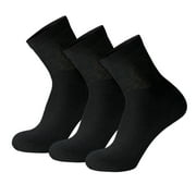 3 Pairs of Diabetic Cotton Quarter Socks with Non Binding Top (Black, Sock Size 13-16)