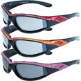 thumbnail image 1 of 3 Pairs of Global Vision Eyewear Marilyn 11 Women's Black Sunglasses Red Orange + Pink Stripe Frames Flash Mirror Lenses, 1 of 4