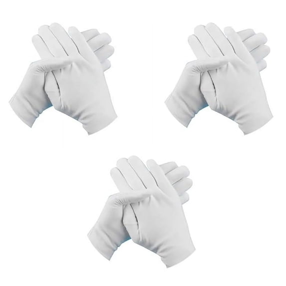 3 Pairs of Gloves, Hand Protector, Fdelink 3 Pairs of White Cotton Gloves Breathable Work Jewelry Inspection Etiquette Gloves Protective Gear S