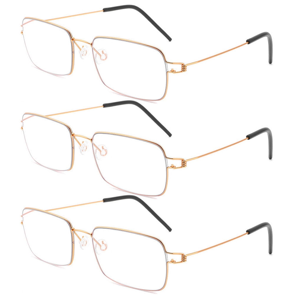 3 Pairs of Men Women Screwless Ultralight Reading Glasses 1.0 Rectangle Anti Blue Light Readers +1.00