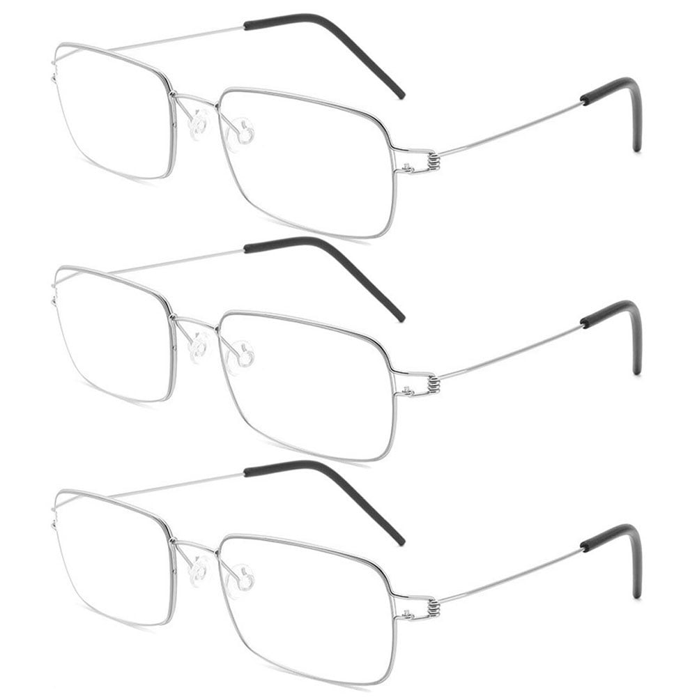 3 Pairs of Men Women Screwless Ultralight Reading Glasses 1.5 Rectangle Anti Blue Light Readers +1.50
