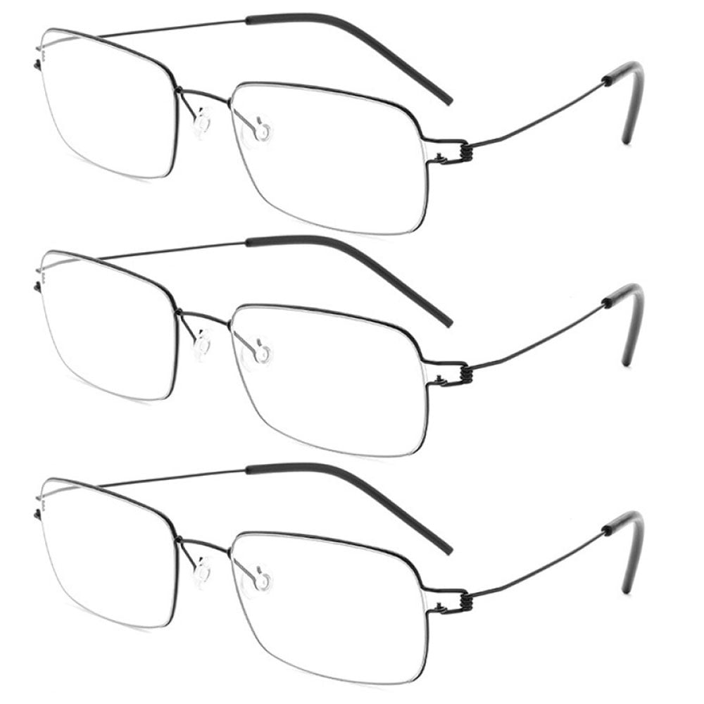 3 Pairs of Men Women Screwless Ultralight Reading Glasses 3.5 Rectangle Anti Blue Light Readers +3.50
