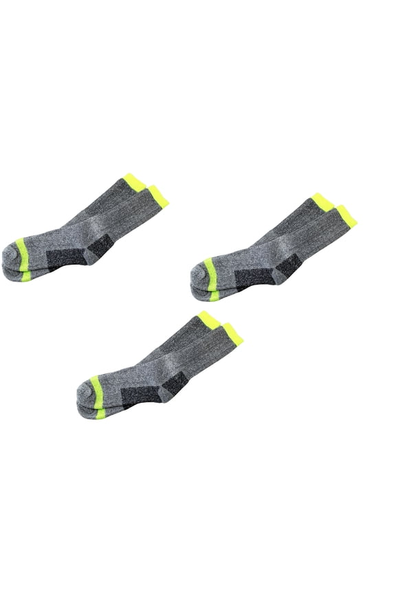 3 Pairs of Men's Heavy Duty Work Socks  Reinforced Heel & Toe, Anatomical Heel Design, Comfort Toe Seams, Stay-Up Bands  Durable Poly Cotton Blend