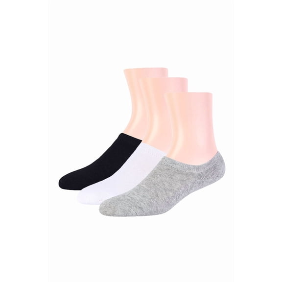 3 Pairs of Men's Knitted Silicon High Liners Low Cut Socks (Black/Heather Grey/White, Size:10-13)