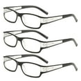 thumbnail image 1 of 3 Pairs of Men's Presbyopic Glasses Rectangle Black Classic Reading Glasses 1.50 Women's Spring Hinge Two-tone Stylish Readers +1.50, 1 of 5