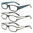 thumbnail image 1 of 3 Pairs of Men's Presbyopic Glasses Rectangle Classic Reading Glasses 1.00 Women's Spring Hinge Two-tone Stylish Readers +1.00, 1 of 5
