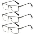 thumbnail image 1 of 3 Pairs of Mens Classic Rectangle Reading Glasses +4.5, Metal Gunmetal Spring Hinges Classic Readers 4.5, 1 of 5