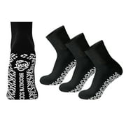 BROOKLYN SOCKS 3 Pairs of Non-Skid Diabetic Cotton Quarter Socks with Non Binding Top (Black, Sock Size 10-13)