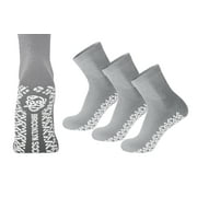 3 Pairs of Non-Skid Diabetic Cotton Quarter Socks with Non Binding Top (Gray, Sock Size 10-13)