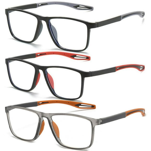 3 Pairs of Oversized Sports Reading Glasses Flexible Square Readers for Women and Men, Personalized Lightweight Presbyopic Glasses HD +1.00