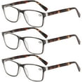 thumbnail image 1 of 3 Pairs of Retro Rectangle Black Tortoiseshell Reading Glasses 2.50 for men Classic Presbyopic Glasses Square Spring Hinge Readers +2.50, 1 of 3