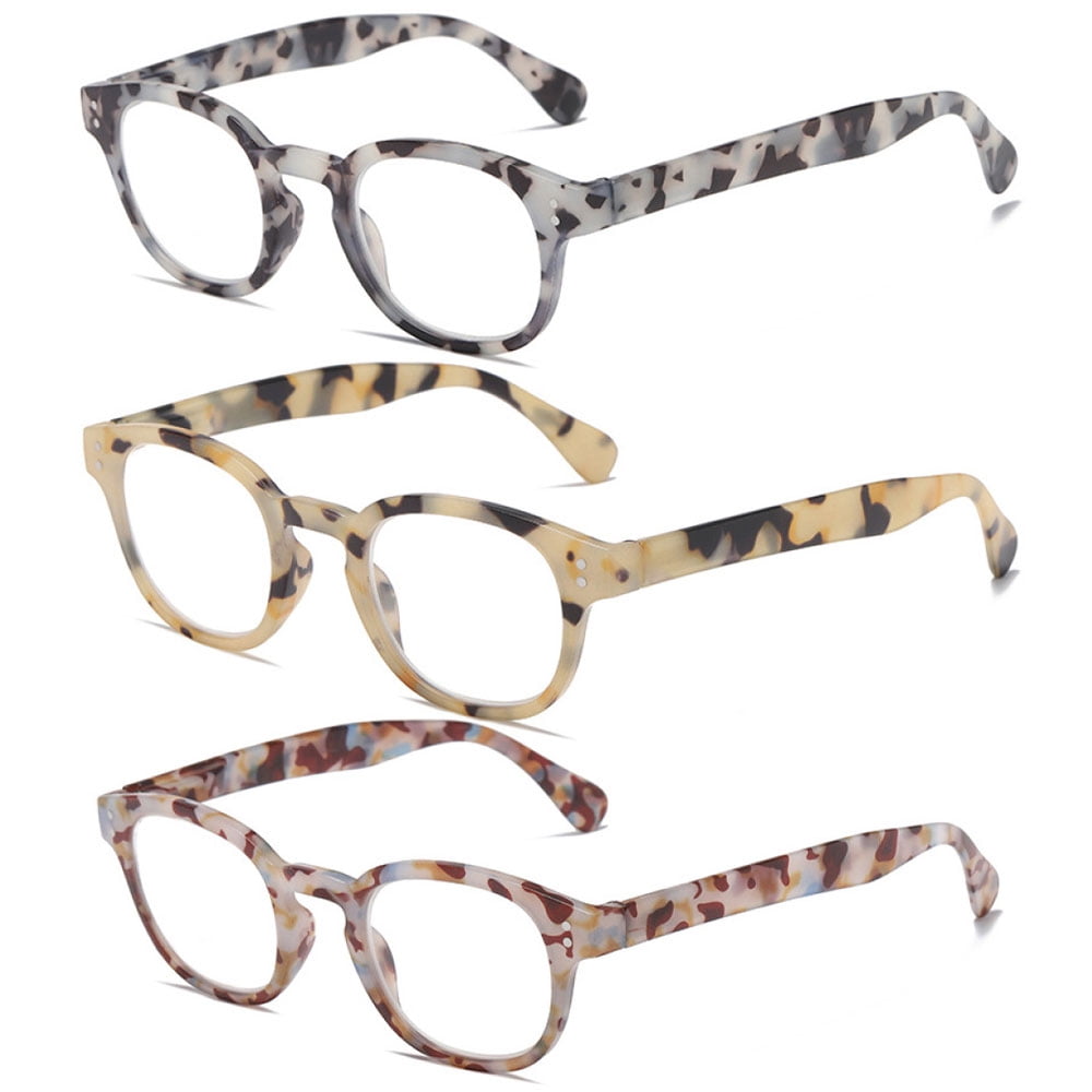 3 Pairs of Square Blue Light Blocking Reading Glasses, Trendy Classic Spring Hinge Readers +1.50 for Women and Men