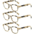 thumbnail image 1 of 3 Pairs of Square Blue Light Blocking Reading Glasses, Trendy Classic Yellow Tortoiseshell Spring Hinge Readers +2.00 for Women and Men, 1 of 5
