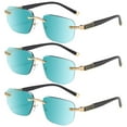 thumbnail image 1 of 3 Pairs of Square Rimless Reading Glasses Blue-Green Tinted Sunglasses Blue Light Blocking Readers UV, 1 of 7