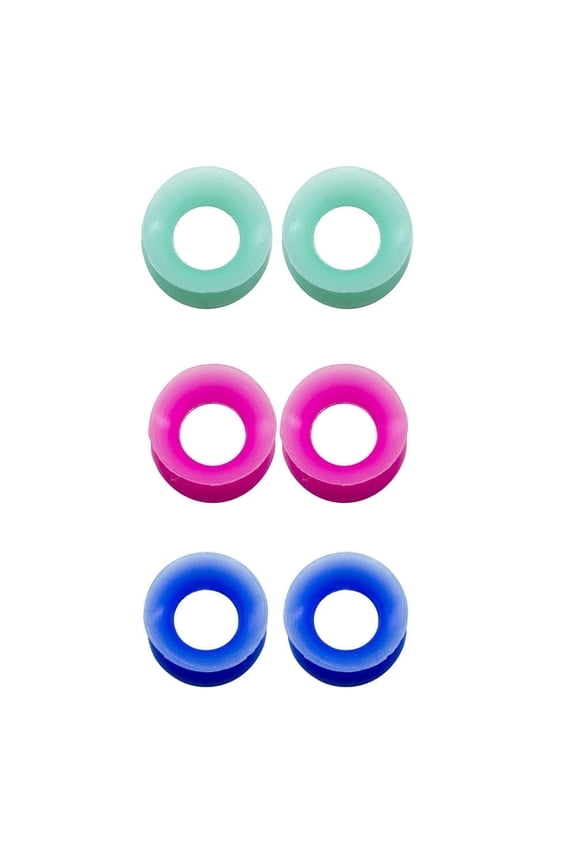 3 Pairs of Thin Silicone 2G-1/2"inch Glow in the Dark Flexible Ear Skin Tunnels