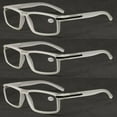 thumbnail image 1 of 3 Pairs of Transparent Resin Classic Reading Glasses 3.00, Plastic Rectangle Sport Business Readers 3.00 for Men, 1 of 5