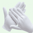 thumbnail image 1 of 3 Pairs of White Cotton Gloves for Dry Hands - Moisturizing SPA Gloves for Eczema - Work Gloves Liners for Clothes Inspection, 1 of 5