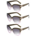thumbnail image 1 of 3 Pairs of Women Bifocal Reading Glasses Sunglasses Army Green Cat Eye Readers Gradient TAC Classic Oversized Presbyopic Glasses +1.00, 1 of 4