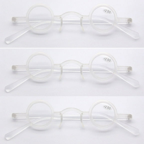 3 Pairs of Women Transparent Small Round Reading Glasses 3.50, Men Vintage Presbyopia Glasses Plastic Readers +3.50 Strength for Small Face