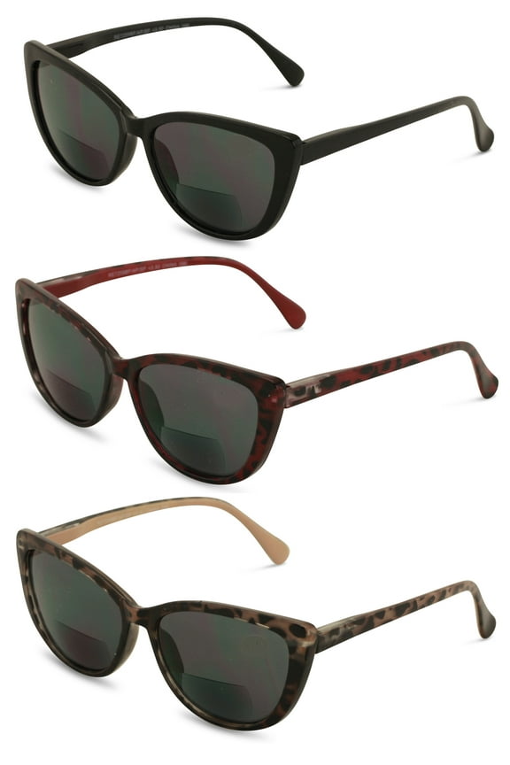 3 Pairs of Women's Bifocal Reading Sunglasses Reader Glasses Cateye Vintage Leopard Outdoor
