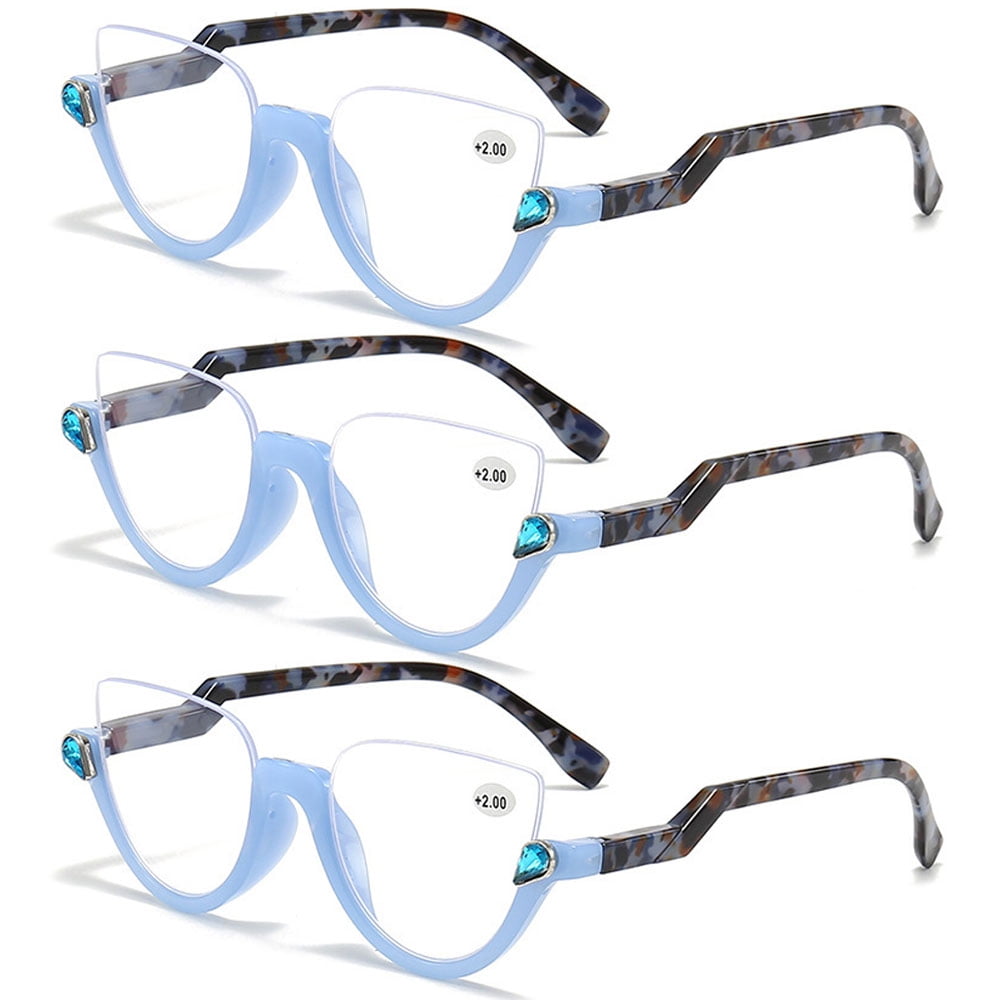 3 pairs of womens half moon spring hinge reading glasses 1 0 fashion