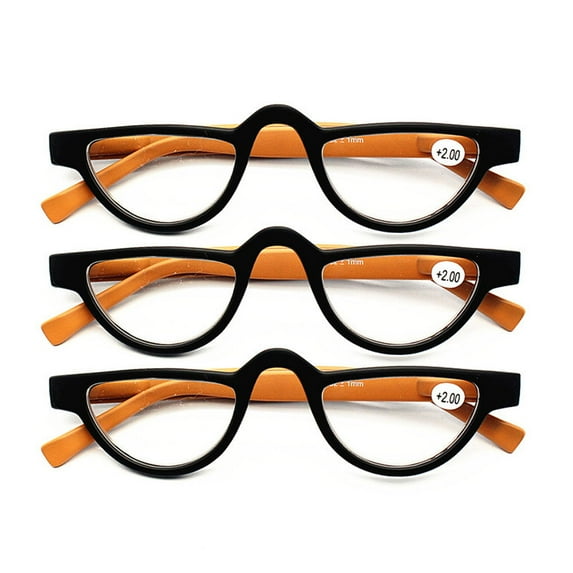 3 Pairs of Womens Half Moon Spring Hinge Reading Glasses 2.0 Men Fashion Brown Classic Readers +2.0