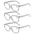 thumbnail image 1 of 3 Pairs of Womens Square Oversized Square Reading Glasses 2.50 Mens Light Grey Wood Grain Classic Spring Hinge Readers +2.50, 1 of 3