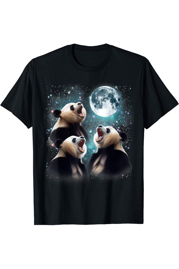3 Panda Moon Howling Panda Head Funny For Men, Women, Kid T-Shirt