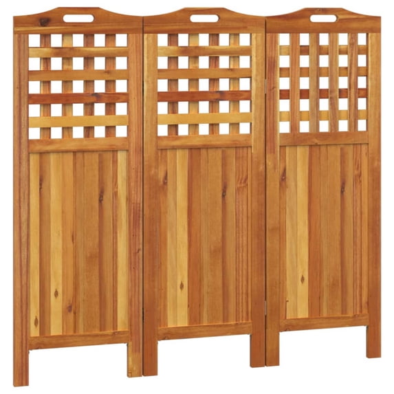 3-Panel Acacia Room Divider 47.8x0.8x45.3 Inches, Solid Wood, Foldable ...