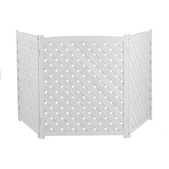 3-Panel Air Conditioner Fence, Outdoor Privacy Screen 38" H Solid Wood,White