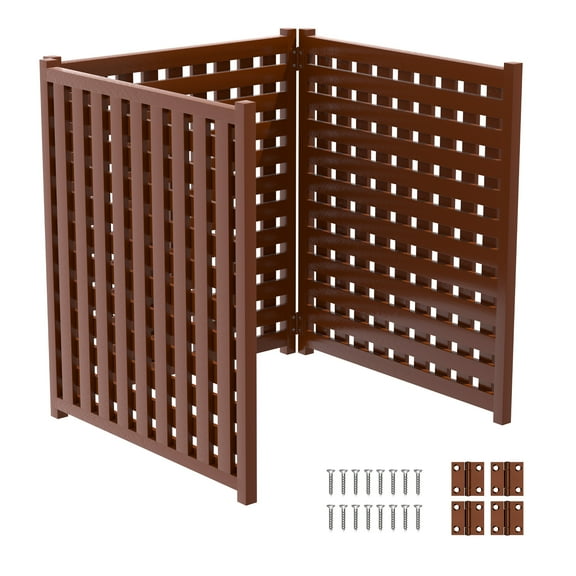 3-Panel Air Conditioner Fence - Versatile U-Shaped Design for AC Units, Trash Bins, Pumps (Brown)