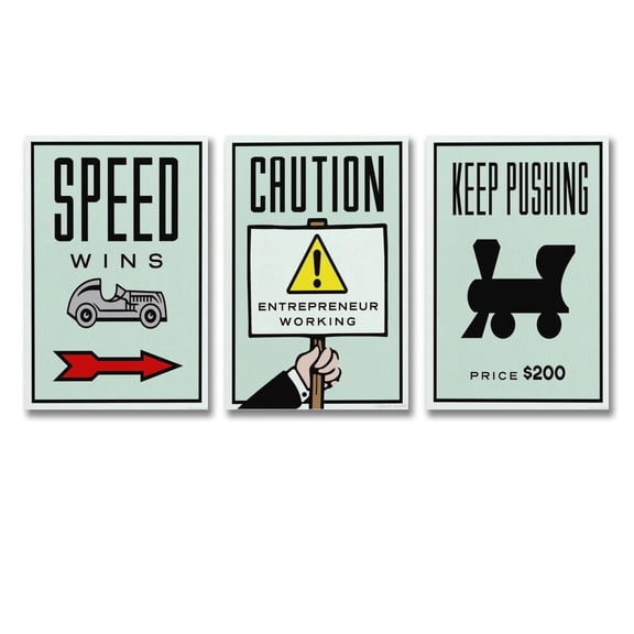 3 Panel Alec-Monopolys Tunnel Vision SPEED WINS CAUTION Picture Print Wall Art Poster Painting Canvas Posters Artworks Gift Room Aesthetic 12x18inch(30x45cm)