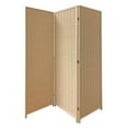 thumbnail image 1 of 3 Panel Bamboo Shade Roll Room Divider, Beige- Saltoro Sherpi, 1 of 5