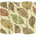 thumbnail image 1 of 3 Panel Canvas Made Foldable Screen with Leaf Print in Multicolor, 1 of 5