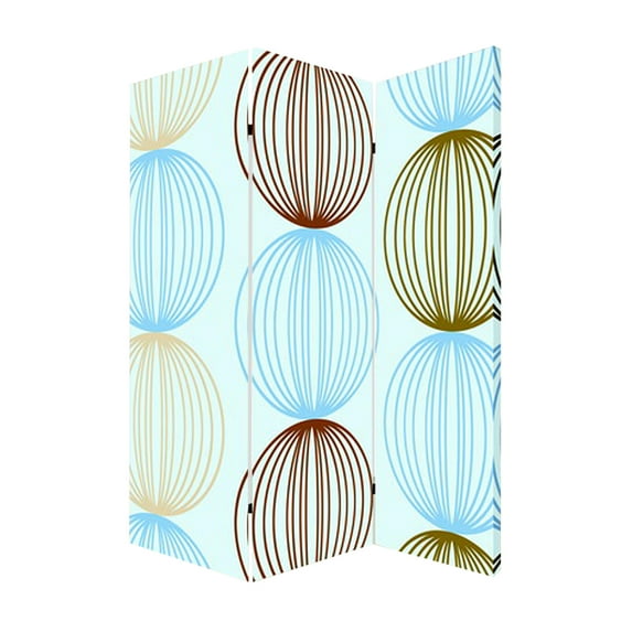 3 Panel Canvas Made Foldable Screen with Sphere Print, Multicolor - Saltoro Sherpi