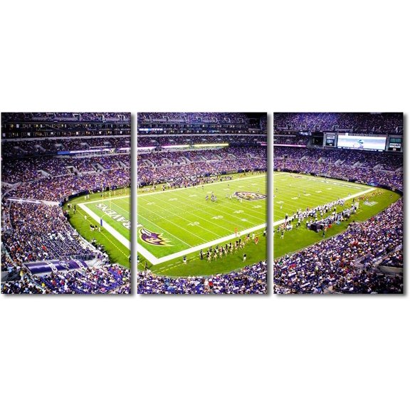 3 Panel Denver Canvas Wall Art American Soccer Prints Sports Artwork Wall Decor Stadium Picture Canvas Art for Bedroom Living Room Broncos Stadium Paintings Posters Framed Ready to Hang (42"Wx20"H)