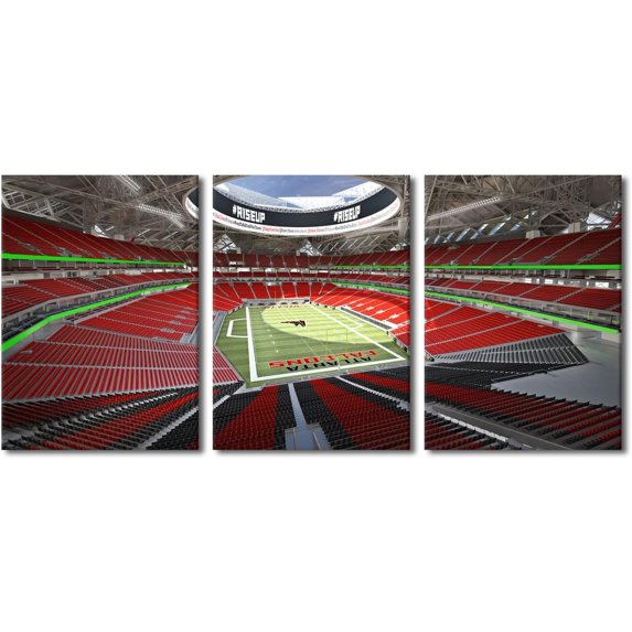 3 Panel Denver Canvas Wall Art American Soccer Prints Sports Artwork Wall Decor Stadium Picture Canvas Art for Bedroom Living Room Broncos Stadium Paintings Posters Framed Ready to Hang (42"Wx20"H)