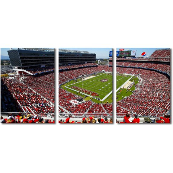 3 Panel Denver Canvas Wall Art American Soccer Prints Sports Artwork Wall Decor Stadium Picture Canvas Art for Bedroom Living Room Broncos Stadium Paintings Posters Framed Ready to Hang (42"Wx20"H)
