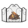 thumbnail image 1 of 3 Panel Fireplace Screen, Foldable Freestanding Metal Arched Furnace Fireguard For Daily Life, 1 of 10