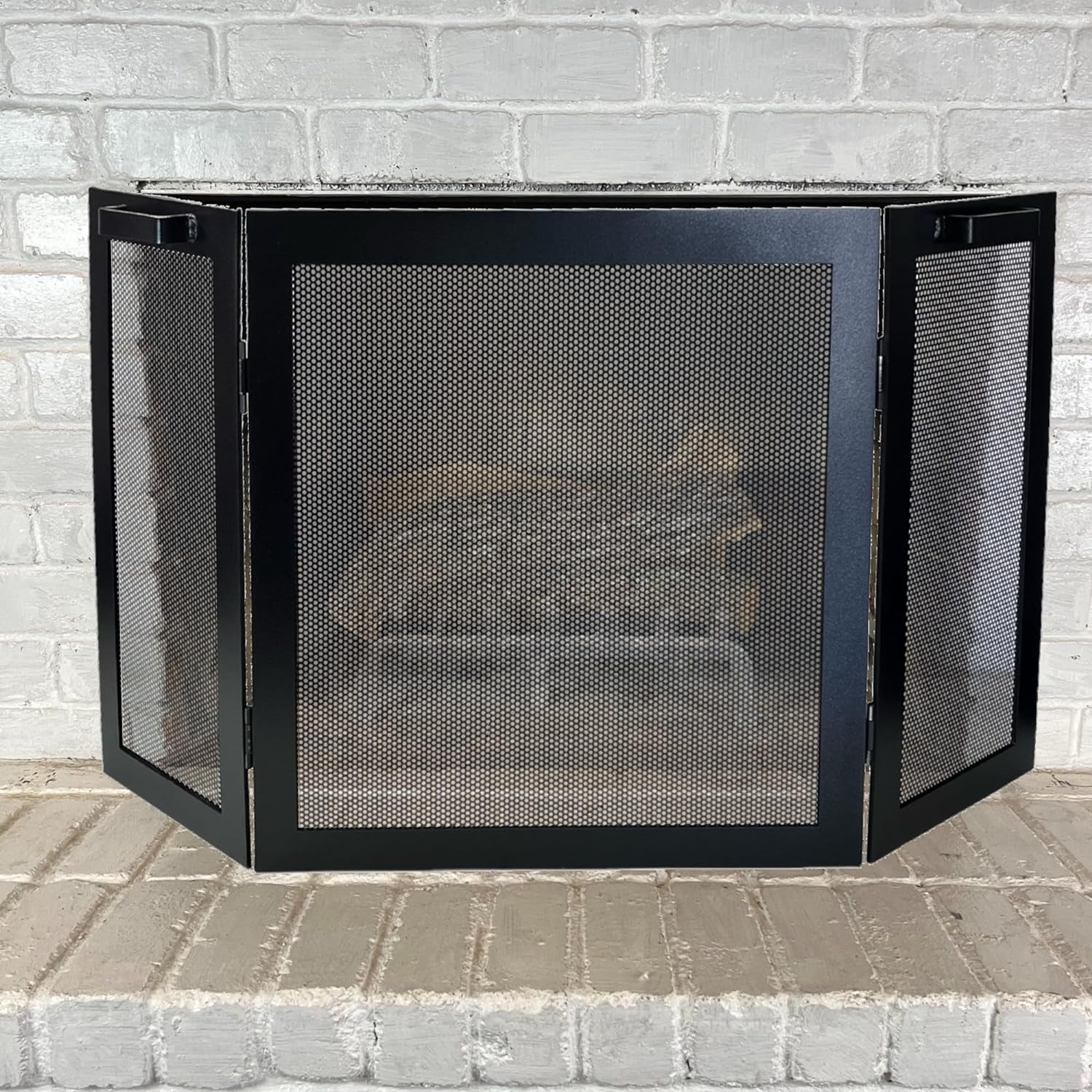3 Panel Fireplace Screen, Tri Panel Folding Fireplace Screen With ...